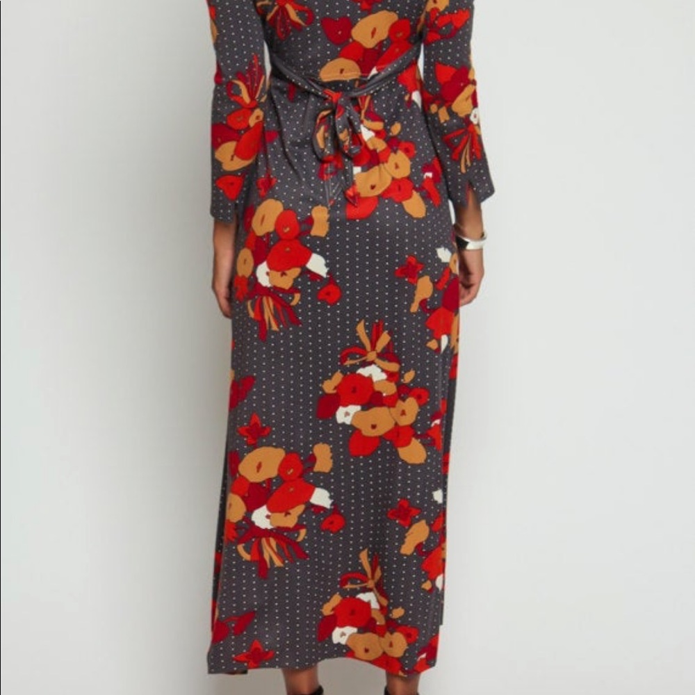 70s Maxi Dress Boho Floral Print PUFF Sleeve 1970s Empire Waist Vintage small - Picture 5 of 5